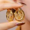 Luxury Gold Wire Mesh Earrings Noble Cross-Buckle Earrings Noble Ring Earrings Ear Buckles Women