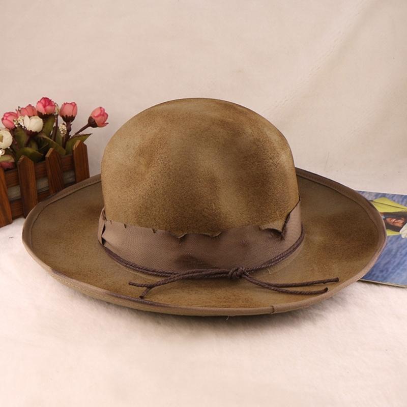 Wool Homburg Panama Hat Exotic Maillard for Women Men Photo Props Western for Men Women Unisex Wear Headwear