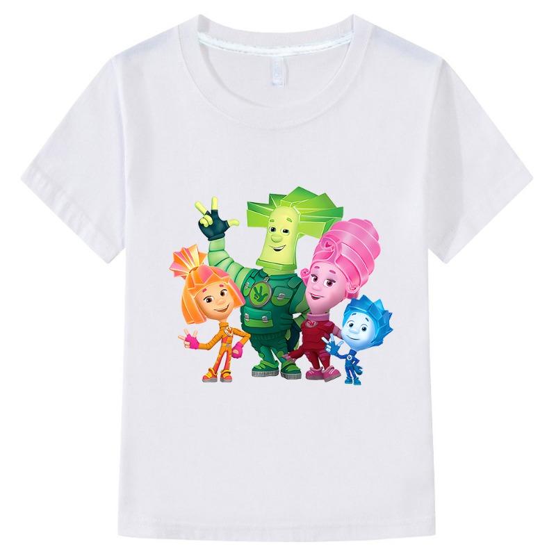 100% Cotton New Children Clothing Girls Russian Cartoon The Fixies T Shirt Funny Baby Boys Summer Tops Short Sleeve Kids T-shirt 110