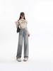 Women's American Retro Wide-Leg High-Waisted Jeans - Autumn 2024 Style, Loose and Drapey, Floor-Length Pants
