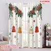 2pcs,2D Plane Printing Curtains Digital Printed Christmas Bells Holly Berries (4) Polyester Woven (without Rod) Festive Ldeal