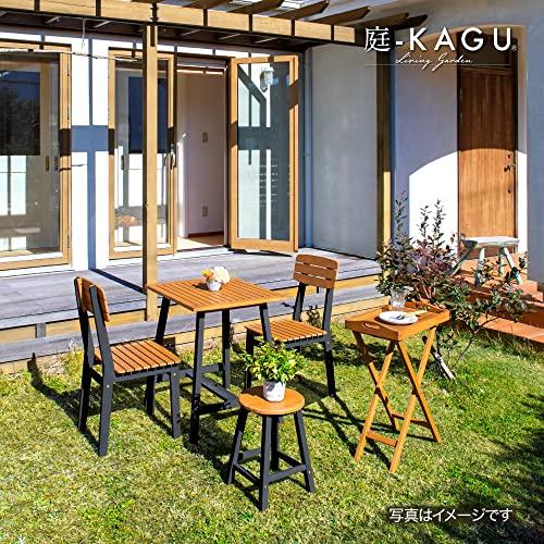 Takasho Mariewood Stool Noir, Natural Eucalyptus Wood, MWF, Flower Stand, Garden Chair, Garden Table, Durable Eucalyptus Wood, MWF-26CCG