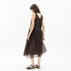 WEDNESDAY DELIGHT Wd_Tie Neck Sheer Sleeveless Dress_Dark Brown