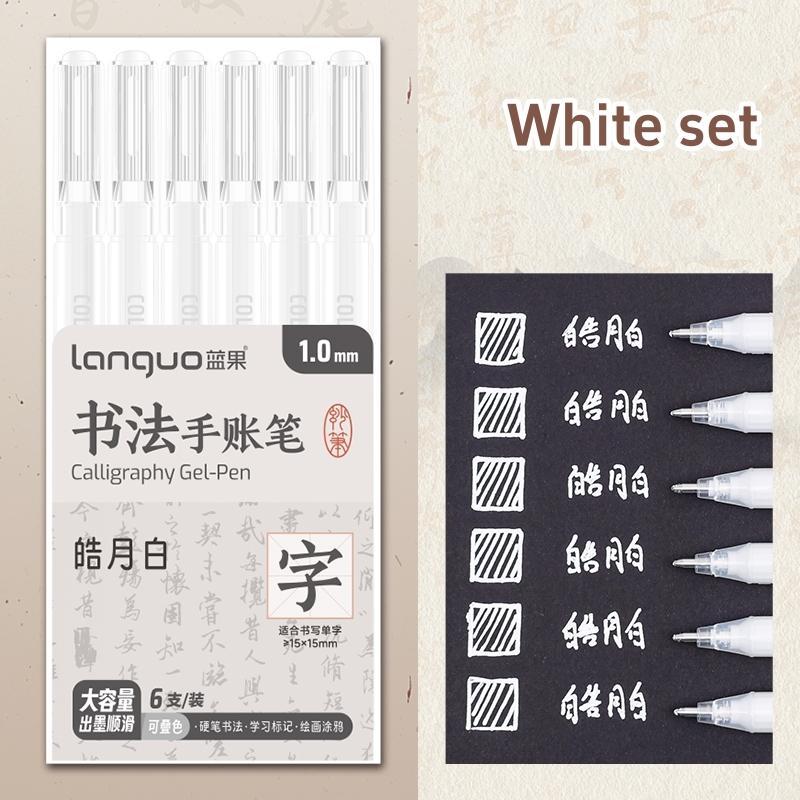 6 stk kalligrafi gel penner sett fet 1,0 mm kulepenn multi farge for skriving Tegning Maling Marker School