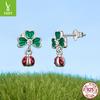 Four-Leaf Clover Ladybug Stud Earrings Female, Lucky Natural Fresh S925 Sterling Silver Earrings Earrings