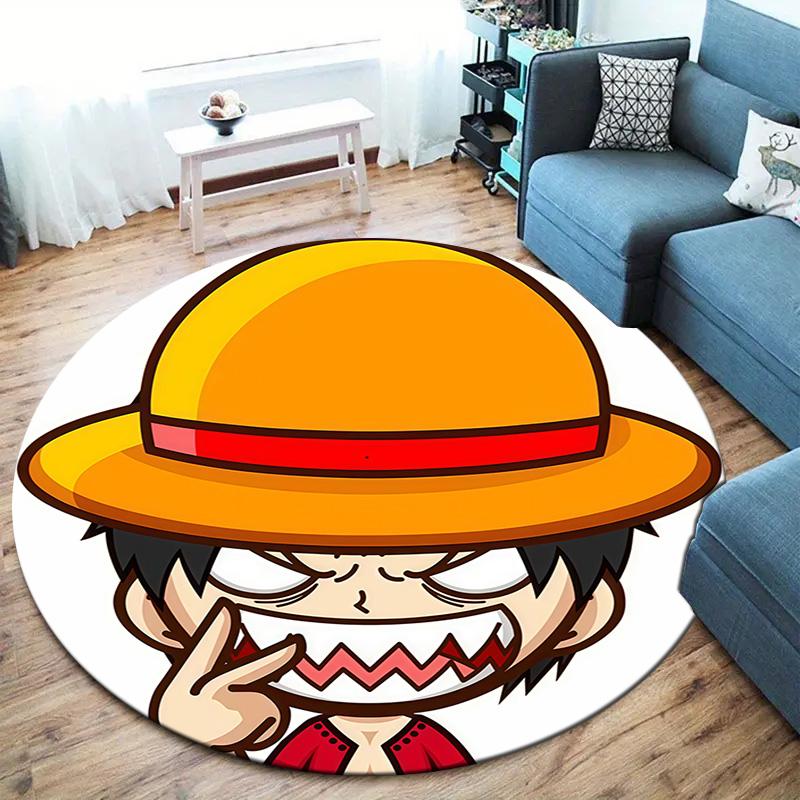 One Piece Monkey D Luffy Round Area Rug Carpet Rug For Living Room Bedroom Sofa Playroom Decor Nonslip Floor Mat