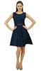 Bimba Navy Blue Pleated Cotton Dress Chic Casual Midi Sleeveless Summer