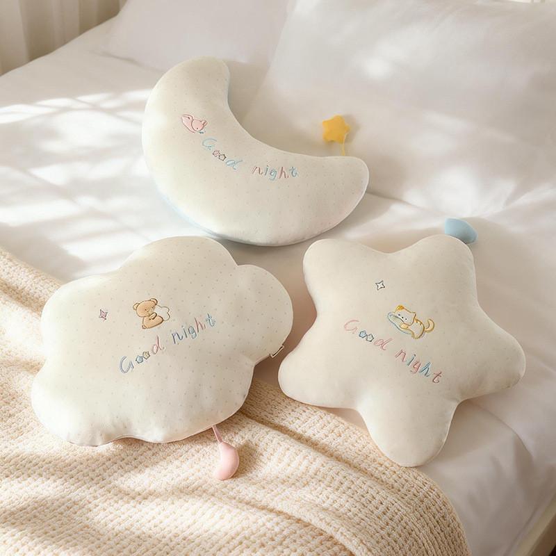 Cloud Moon Star Embroidered Plush Pillow For Girls Sleep Bed Decor Gift
