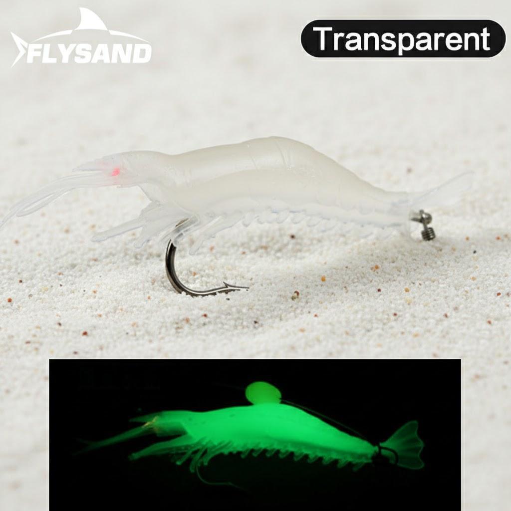 

High Quality Luminous Soft Shrimp Fishing Lures Silicone Bait Tackle Tools for Freshwater and Saltwater Anglers прозорий