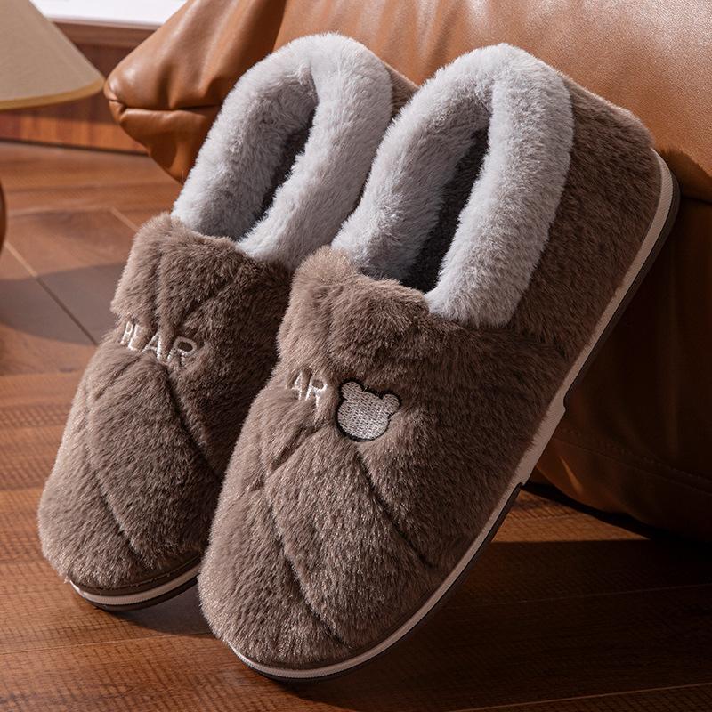 Plush cotton slippers winter bag heel 2025 new indoor home non-slip warm outdoor cotton shoes autumn and winter