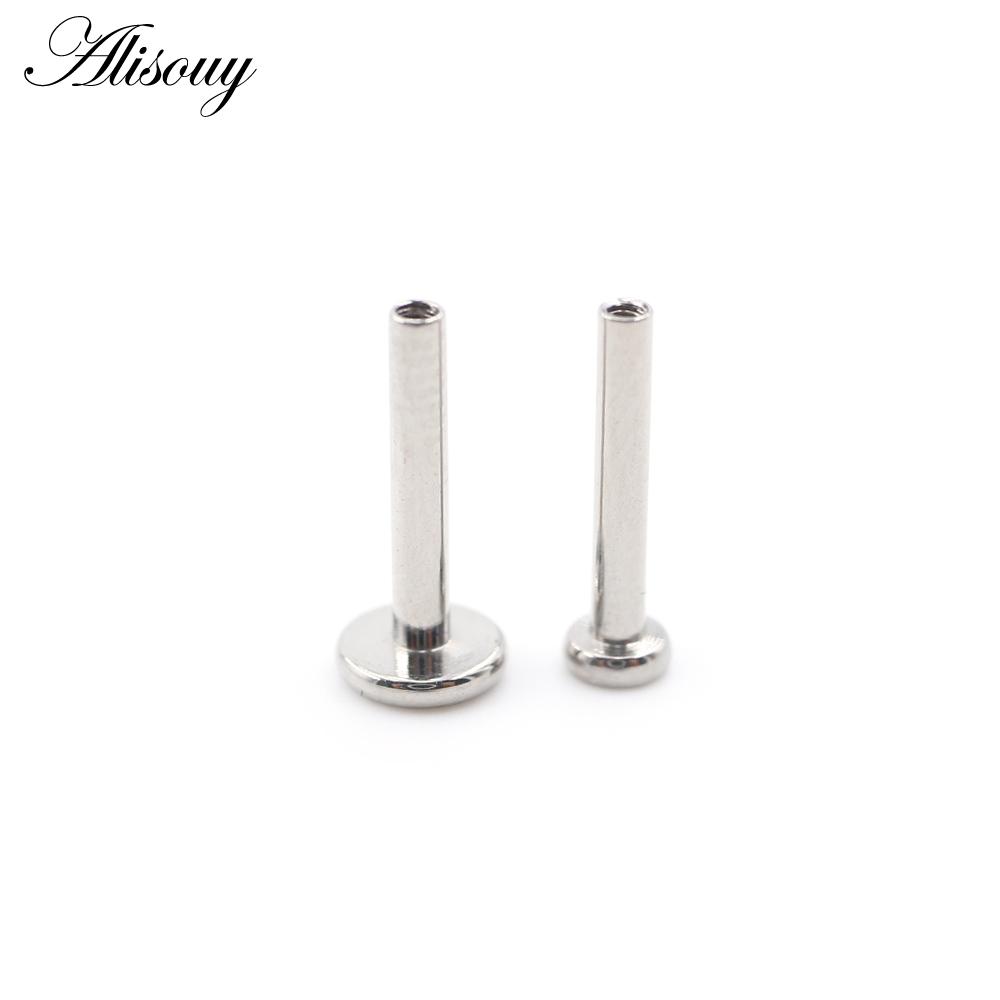 Alisouy 1PC G23 Titanium Internally Threaded Labret Shaft Lip Replacement Flat Bar Ear Tragus Stud Earring Body Piercing Jewelry