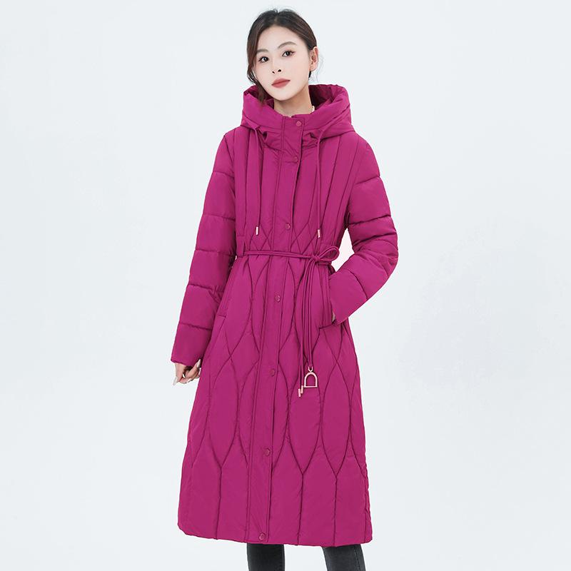 Diamond-shaped Plaid Small Fragrance Down Cotton Jacket Women's 2025 Winter Wear New Mid-length Over-the-knee Plus-size Slim Padded Jacket