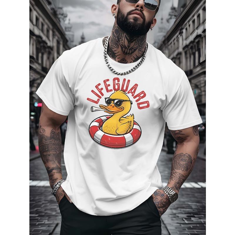 European Size Men'S Lifeguard T-Shirt. A Printed Tee Designed for Basketball Practice. This Crewneck, Short-Sleeve Shirt Perfect for Trendy Streetwear