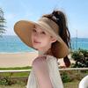 Summer Straw Visor Hat With Large Brim And Foldable Design For Beach And Outdoor Sun Protection