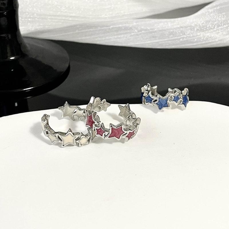 3Pcs Cute Star Wrap Finger Rings Adjustable Minimalist Dopamine Star Rings