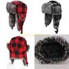 49MD Unisex Winter Trapper Hat Lattice Plaid Print Plush Lined Ushanka Earflap Cap