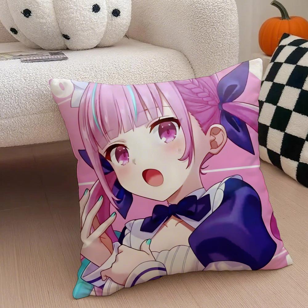 HHololive MMinato Aqua Cushion Cover Throw Pillow Cover Hidden Button Durable Polyester Chair Cushion