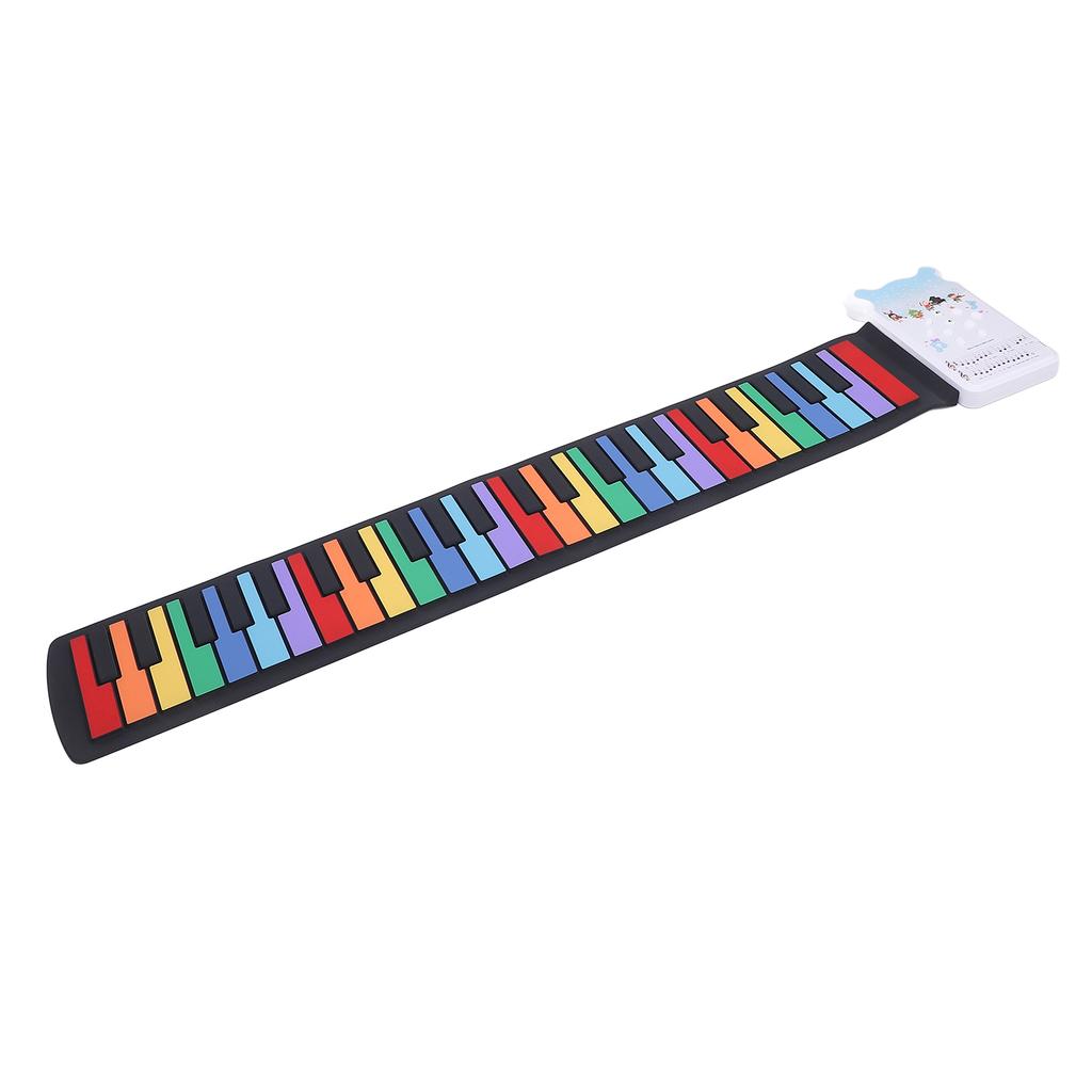 Roll Up Piano Keyboard with Speaker 49 Keys Foldable Colorful USB Rechargeable Silicone Electronic