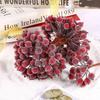 Artificial Frosted Holly Berry Double Head Mini Berry Bouquet Red Berries Flower Christmas Fake Fruit Cherry Stamen DIY Craft