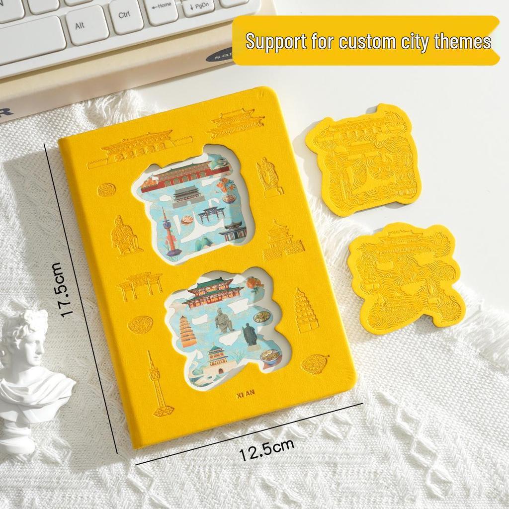 Collezione di Timbri e Diario delle Attrazioni Turistiche – Libro Bianco Creativo con Check-In Magnetico Portatile