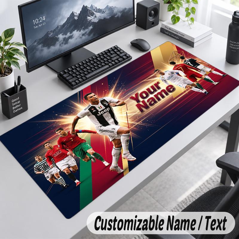 Προσαρμοσμένο Mouse Pad με Όνομα Κείμενο Cristiano Ronaldo Εξατομικευμένο Επιτραπέζιο Pad Για Εργασία Και Παιχνίδια