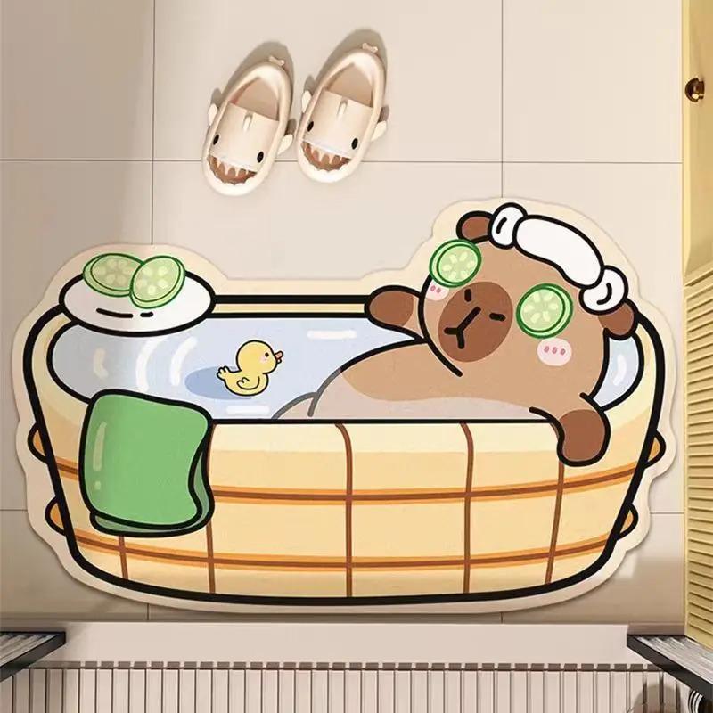 VIKAMA Cartoon Capybara Bathroom Mat Non-Slip, Wear-Resistant Home Decor Bathroom Mat Home Decoration
