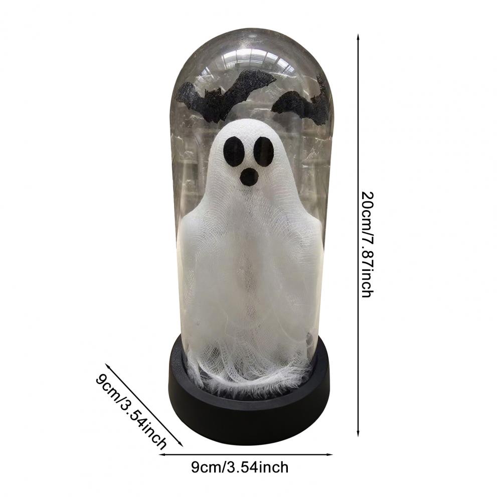 Light Up Ghost Halloween Decoration Glowing Ghost Glass Cover Spooky Halloween Ghost Decoration Glass Dome for Home Party