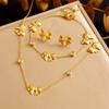 Gold Plated Bow Knot Jewelry Set Necklace Bracelet and Earrings with Clear Crystals Fashion Jewelry for Women