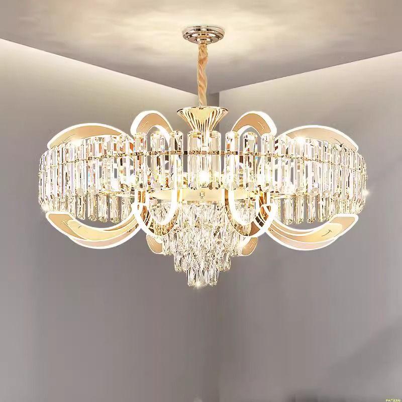 Light luxury Headlights Crystal Chandelier New High-End Villa Restaurant French Style Chandelier Hall Main Lighting Fixtures
