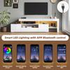 192*37*53cm TV Cabinet with 3 Cabinets, TV Stand with LED, High-Gloss Lowboard and TV Table, Suitable for TVs Around 85 Inches, White