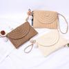 New Woven Texture Straw Crossbody Bag Hair Ball Pendant Envelope Shape Envelope Clutch White Khaki Shoulder Bag Travel Outing