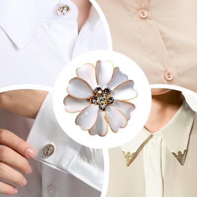 Rhinestone Flower Clips Petal Rhinestone Cufflinks Women Clothing Button Clips For Sewing Jeans Dress Fabric Blouse
