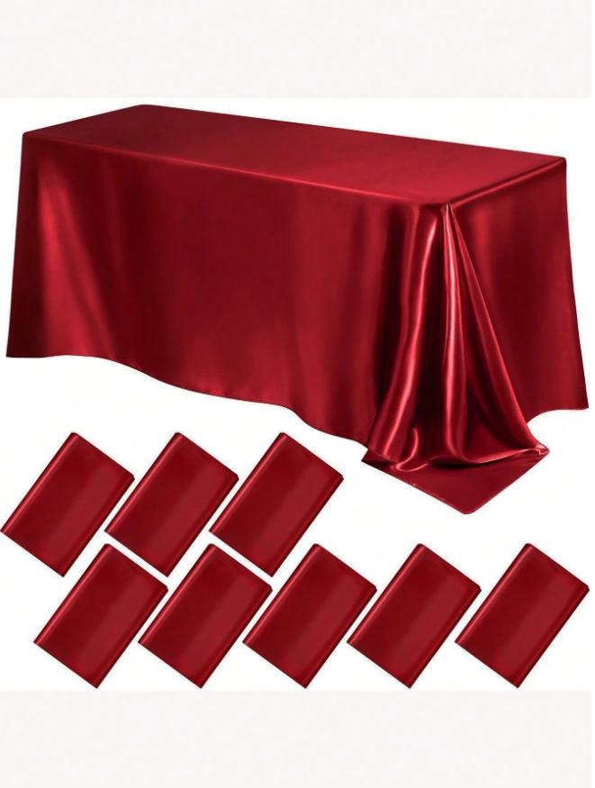 Satin Rectangular Tablecloth Smooth Silk Like Fabric For Wedding Party Banquet Outdoor Event Holiday Dinner