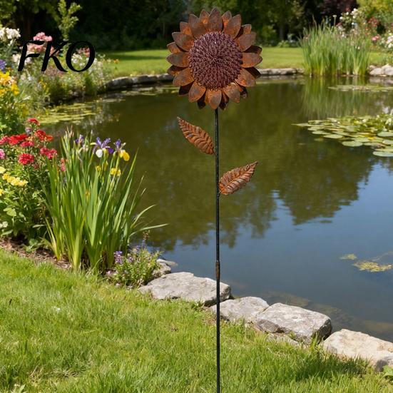 Rustic Metal Garden Stakes Sunflower Stake, Retro Rusty Flower Sculpture, Artistic Decor Ornament for Outdoor Yard Patio Lawn Decoration Decorative
