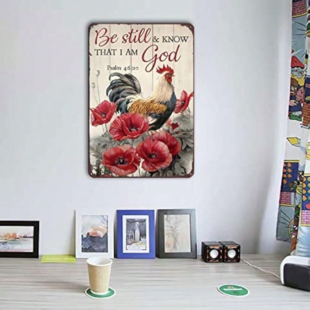 Chicken Farmhouse Metal Wall Art Vintage Kitchen Decor Tin Sign 8x12