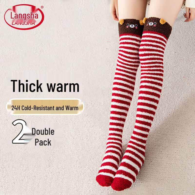 Langsha Women s Thick Coral Fleece Christmas & Sleep Socks 38