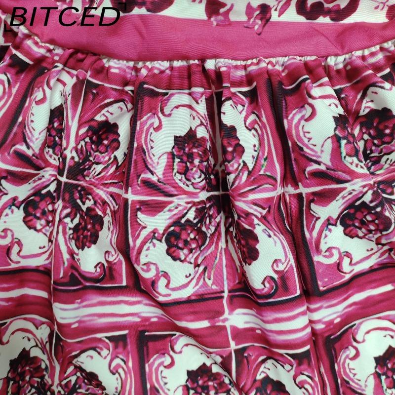 BITCED Spring Collection Bohemian-inspired Elegant Mid-Length Wide-Hem Printed Halter Neck Dress