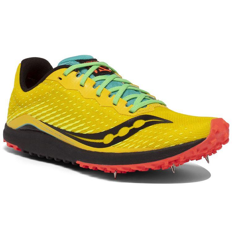 SAUCONY Kilkenny XC8 Spike Lace-Up Mesh Cushioning Non-Slip Lightweight Low-Top Running Shoes Women Sneaker Yellow Black S19068-10