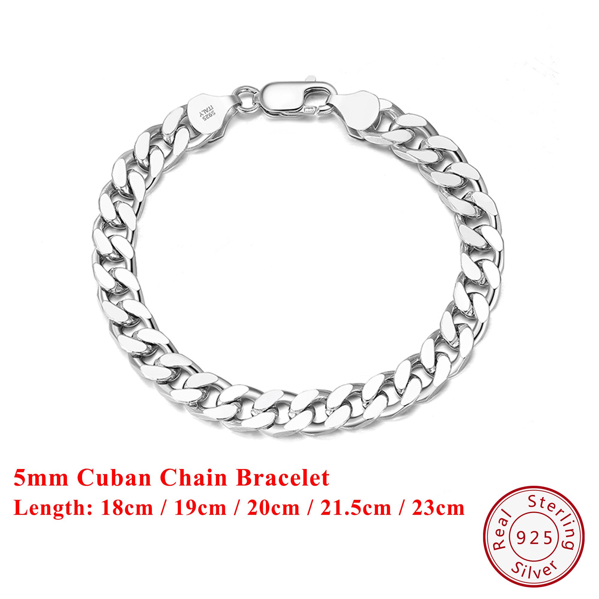 

EFFIE QUEEN Genuine 925 Silver 18k Gold 5mm/7mm Cuban Chain Bracelet Hand Chain Luxury Jewelry for Men, Women Banquet Gift SB106 18cm