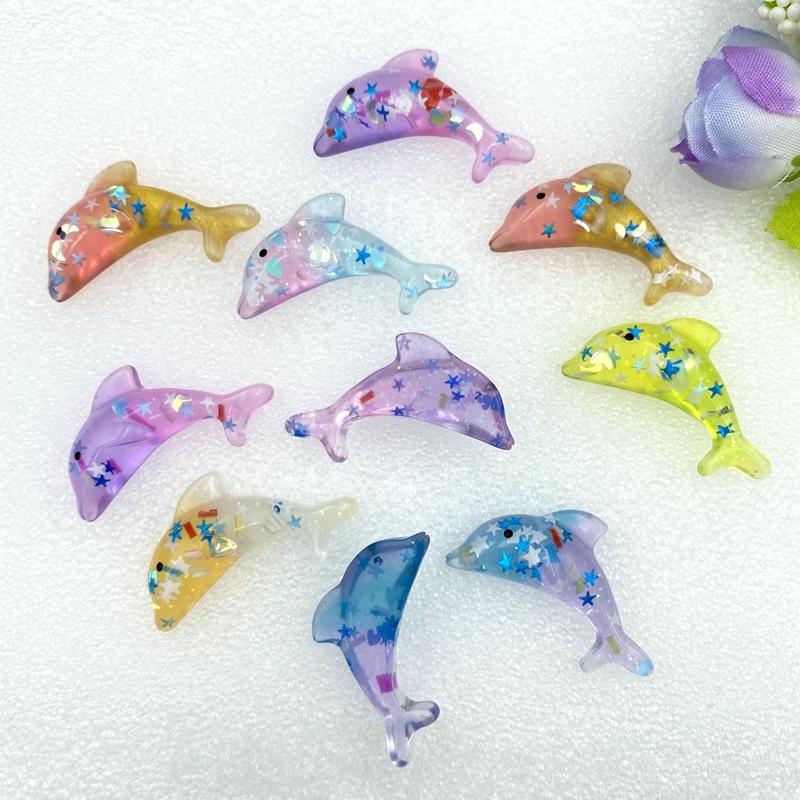 New pattern 12Pcs/lot Cute Resin Dolphin rhinestone Miniature Figurine DIY Kids Hair Bow Accessories Scrapbooking Craft