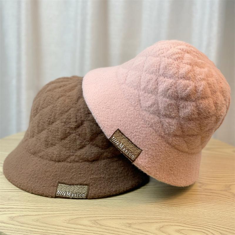 New Winter Bucket Hat Women's Fashion Twist Pleated Warm Bucket Hat Solid Color Cold Hat