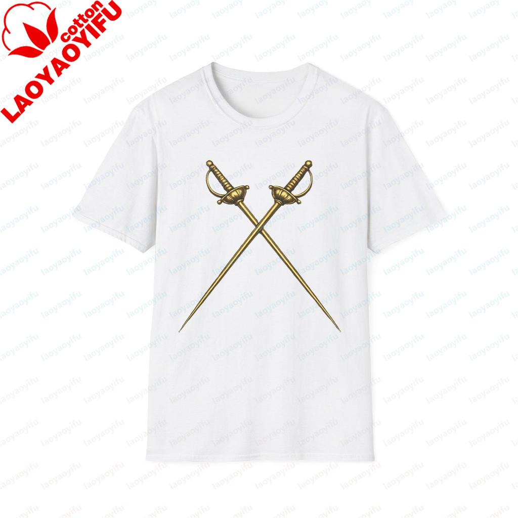 Crossed Sword Graphic Printed Fencing Fencer Tshirt Vintage Style Casual Fahsion Loose Unisex Tshirt Cotton Short Sleeve Y2k Tees