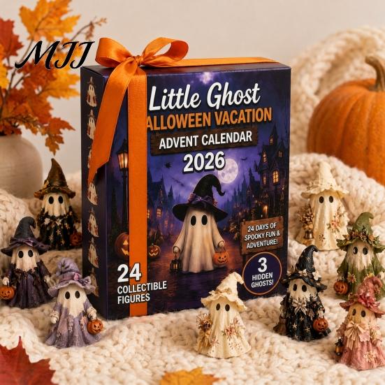 Halloween Themed Calendar Advent Calendar, 24 Days Ghost Countdown with Gift Collectible Figures, Holiday Gifts for Kids Boys Girls Toddlers Spooky