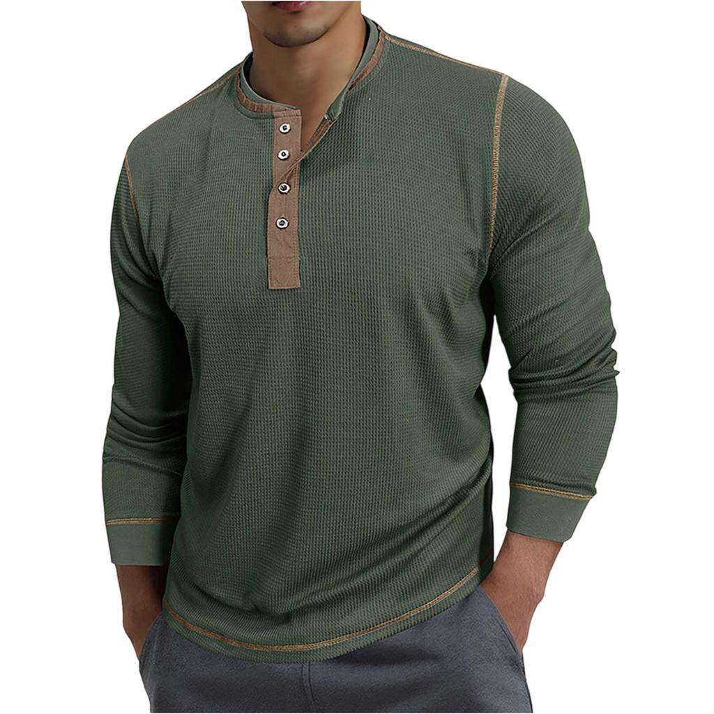 Herren Rundhals Kontrastfarben Langarm Top T-Shirt Sweatshirt