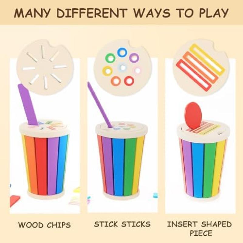 Baeroly Montessori Toys Wooden Color Shape Sorting Toy for Toddlers 12-36 Months Educational Sensory Play Kids Gift