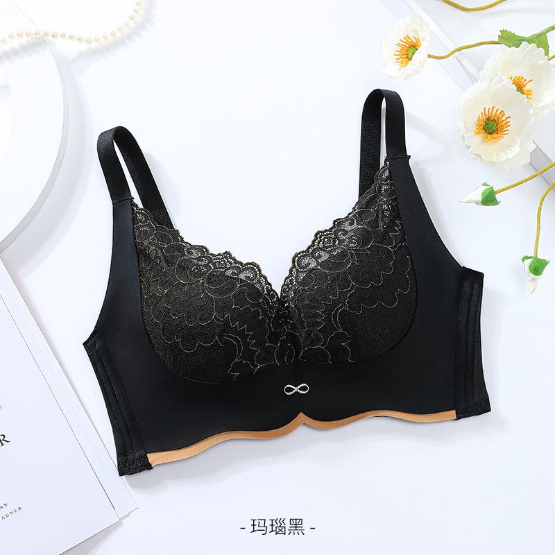 French gold thread lace gathering anti-sagging temperature underwear without steel ring upper support sub-breasts non-marking bra cover