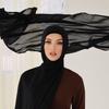 100% Viscose Double Stitches Edge Scarf Hijab Femme Solid Color Long Shawl Muslim Foulard Headscarf Pashmina