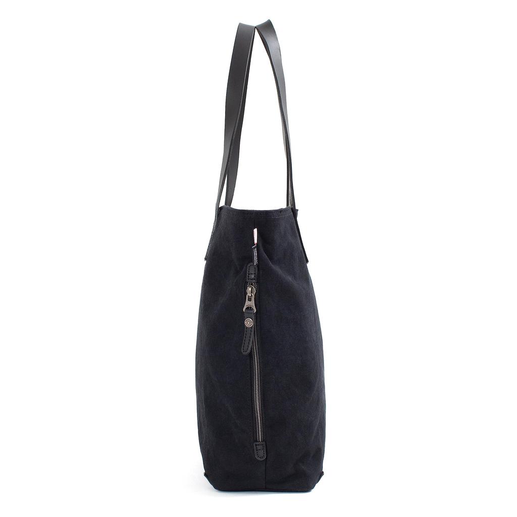 [Doubles] A4 Tote Bag with Zipper, Single-Flap, Made of Japanese No. 10 Paraffin Bio-Treated Canvas and Italian Tanned Cowhide Leather (BQZ-7433)