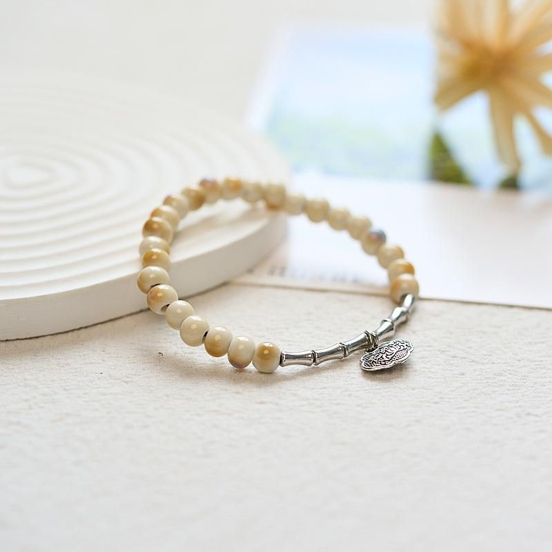 Original Design New Chinese Jingdezhen Ceramic Bracelet Student Literary Bamboo Arrival Porcelain Bead Bracelet Female Wholesale