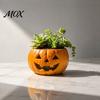 Langlebiger Gartentopf für Terrasse Halloween Kürbis Pflanzgefäß, Harz Jack-O-Lantern Blumentopf, Dekoratives Festliches Ornament Eingangsbereich Pflanzen Sukkulenten